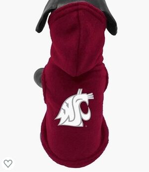 Washington State Logo Fleece Dog Hoodie Size M